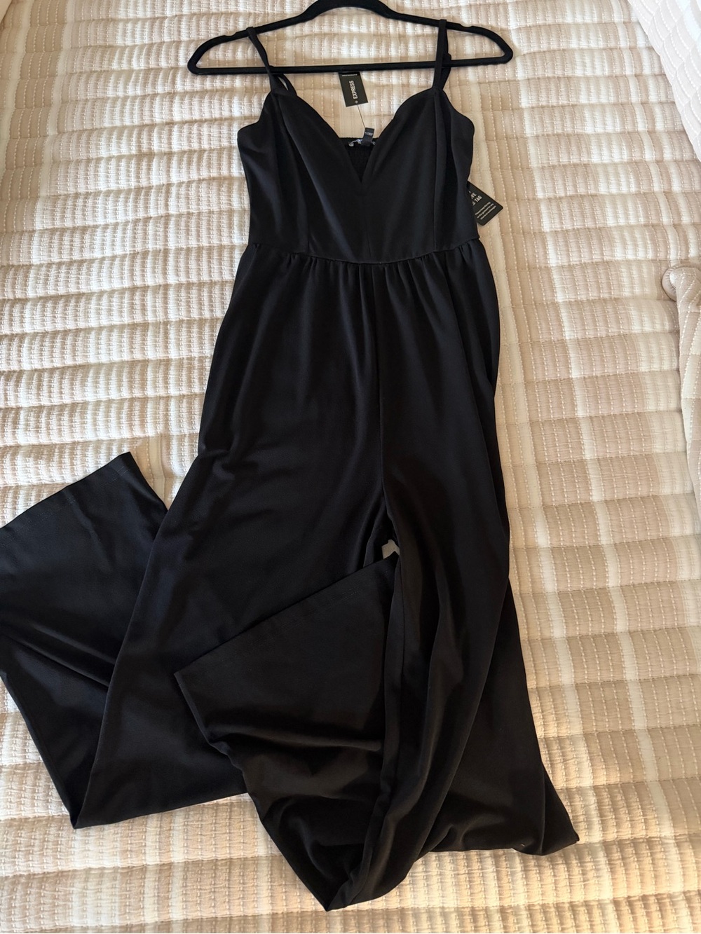 Express Black V-Neck Wide-Leg Jumpsuit